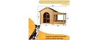 Dog House Outdoor & Indoor Wooden Dog Kennel for Winter with Raised Feet Weatherproof for Large Dogs(Gold red and black)44.5"26.4"27.8"(M)