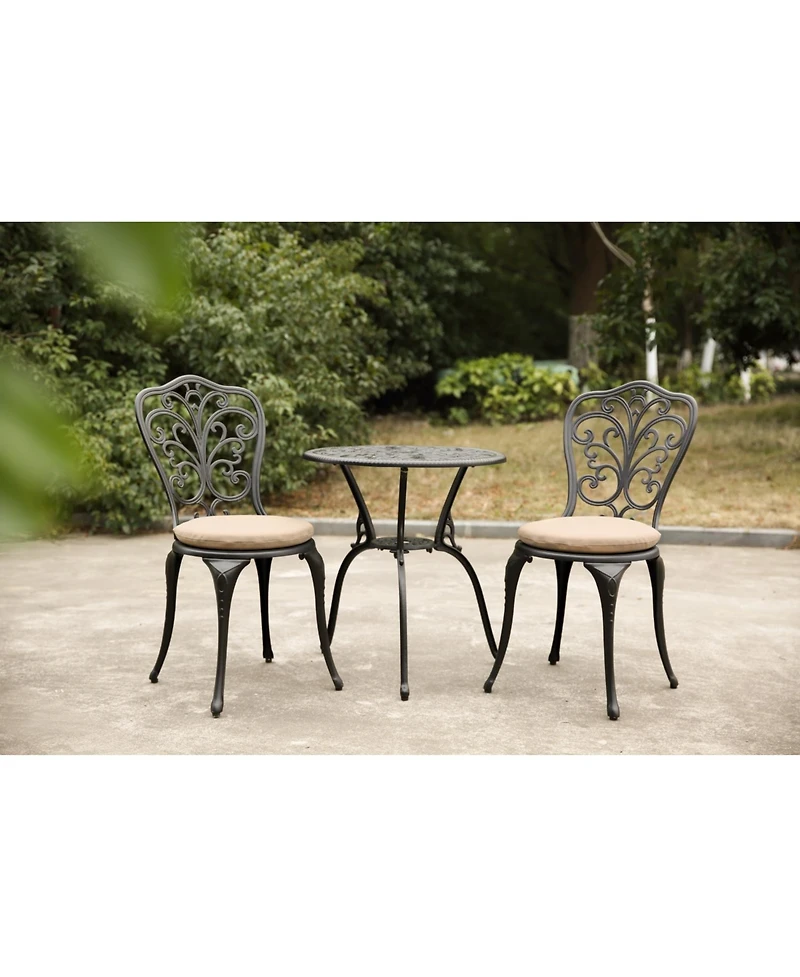 Streamdale Best-selling 3-pc rust-resistant aluminum bistro set w/ cushions