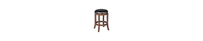 Wood Counter Stool – 360° Swivel Seat with Faux Leather Upholstery