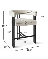 Set of 2 Velvet Counter Stools, Modern Bar Stools with Curved Back, Metal Legs & Upholstered Seat-Maison Boucle
