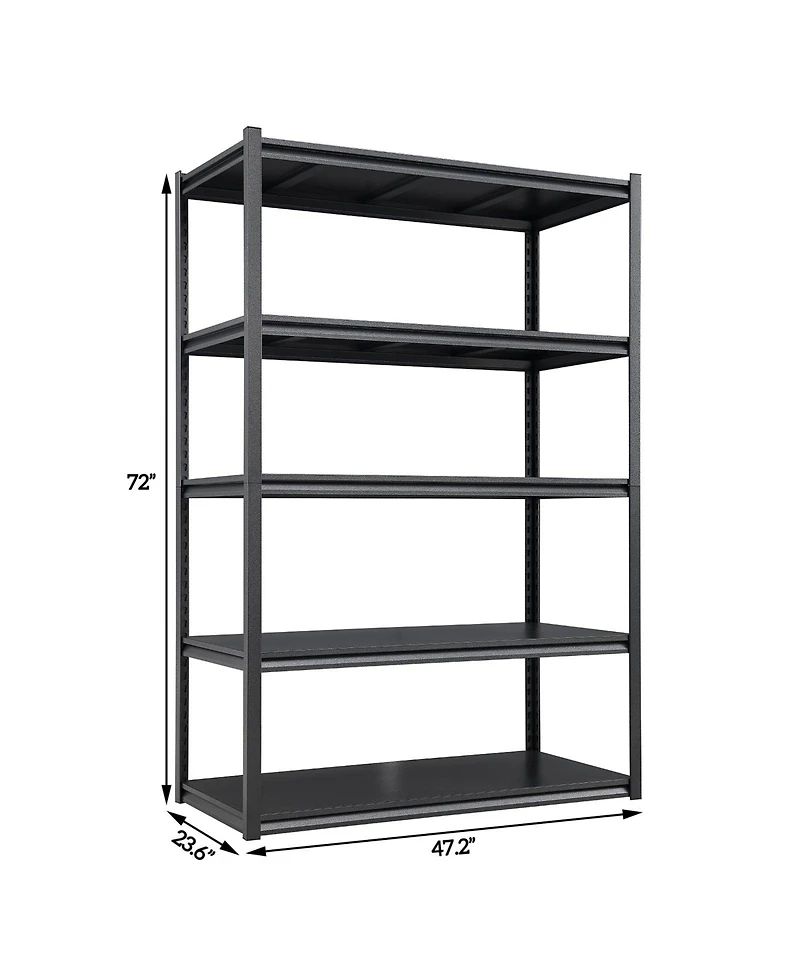 72"H 5 Tier Metal Shelves for Storage Garage Shelving 2000LBS Heavy Duty Storage Shelves Adjustable Garage Shelf Industrial Shelving Unit Storage Util