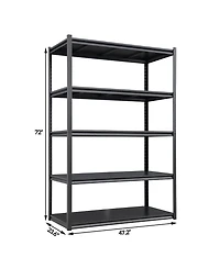 72"H 5 Tier Metal Shelves for Storage Garage Shelving 2000LBS Heavy Duty Storage Shelves Adjustable Garage Shelf Industrial Shelving Unit Storage Util