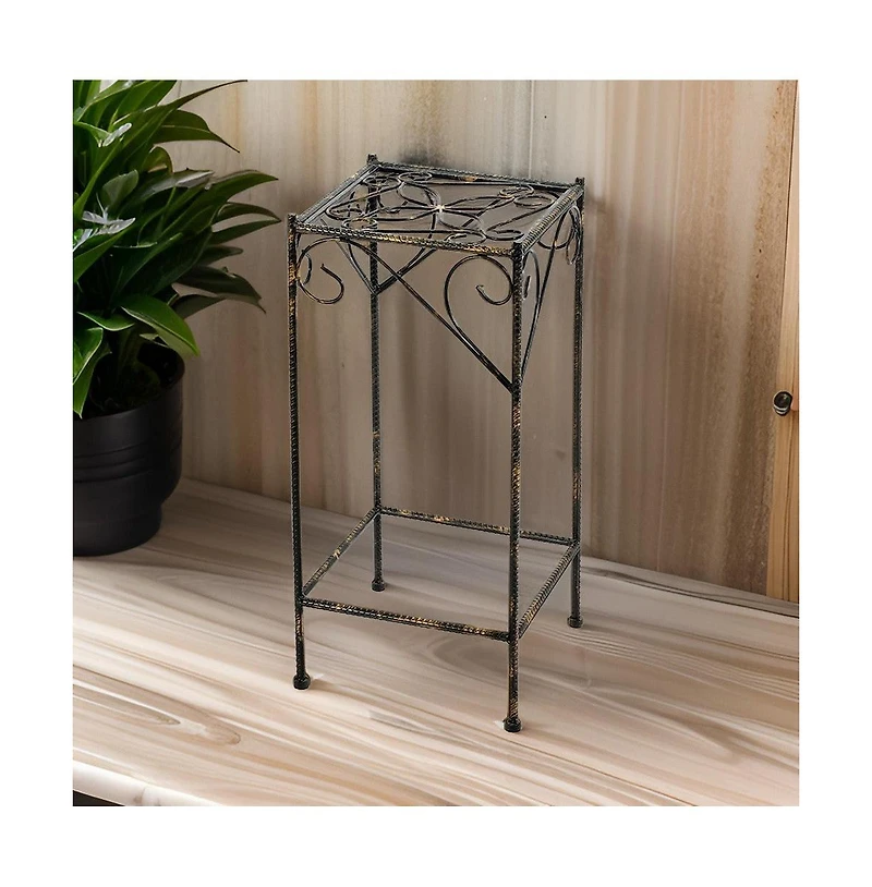Scrolled Plant Stand with Square Top for Elegant Indoor and Outdoor Display
