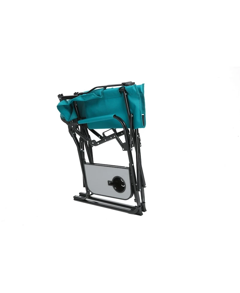 Streamdale Camping Directors Chair, Oversized Folding Chair w/ Side Table & Pocket - Blue