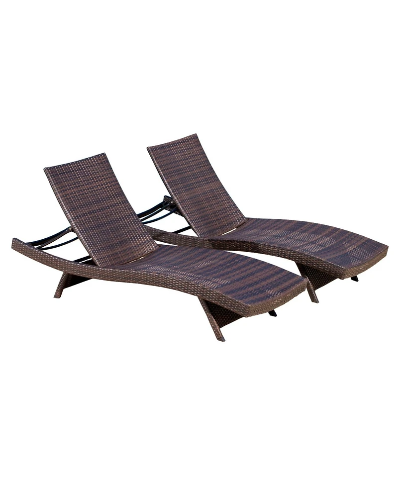 Streamdale Brown Wicker Adjustable Lounge Chair Set