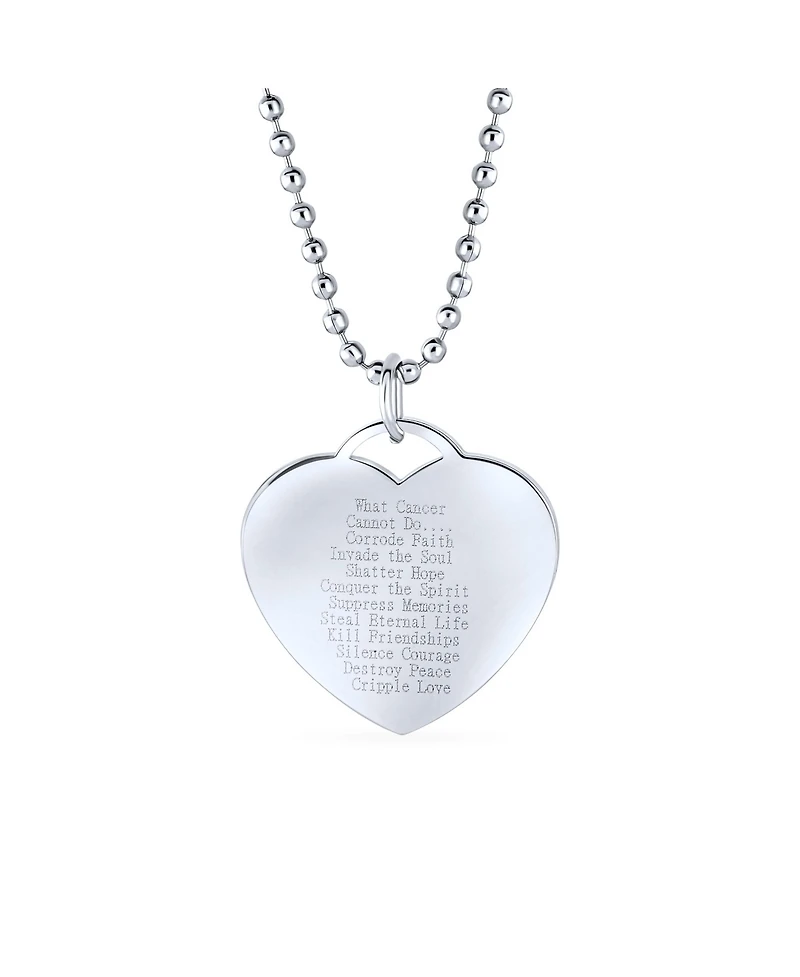 Bling Jewelry Heart Pink Ribbon Breast Cancer Survivor Pendant Necklace Silver Stainless Steel