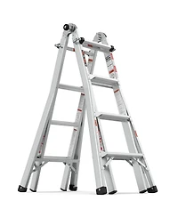 17ft Multi-Position Foldable Aluminum Ladder, A-Frame and Straight Ladder, Ansi 250lbs