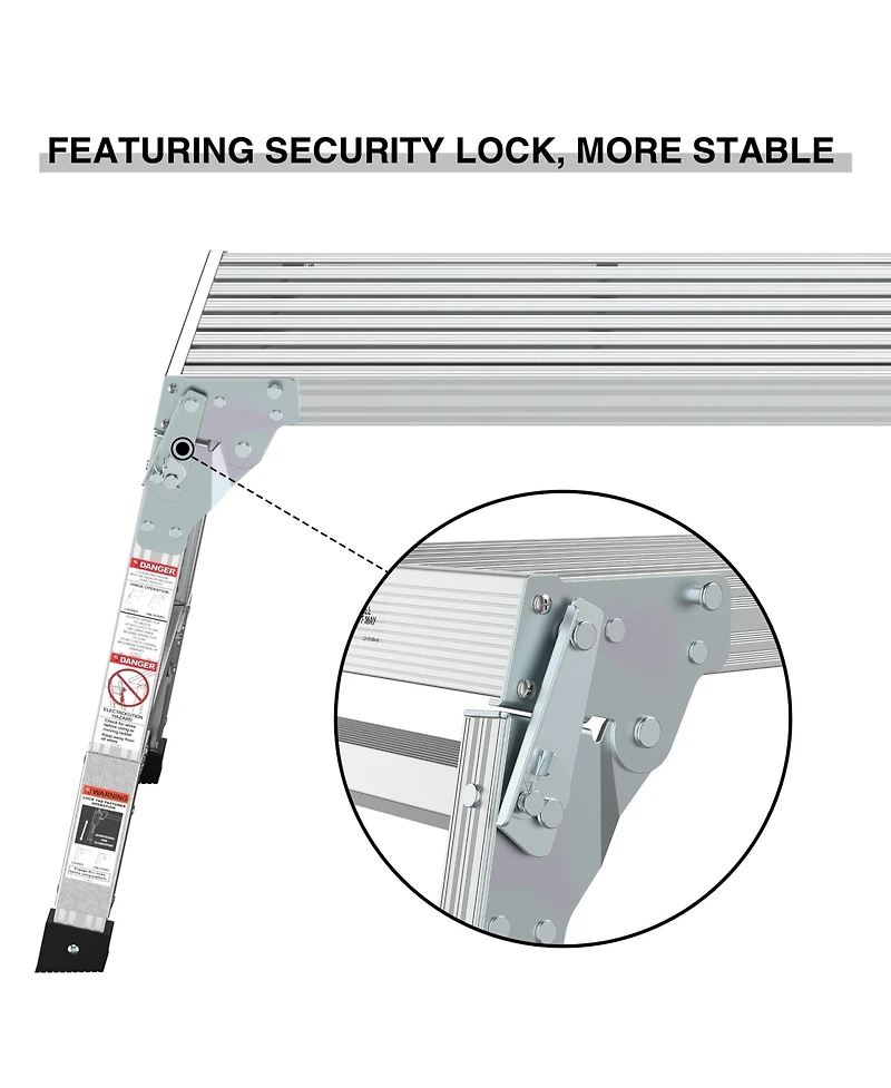 Aluminum Work Platform Large Size Step Stool Folding Portable Work Bench 40" Width Telescopic Feet 22"