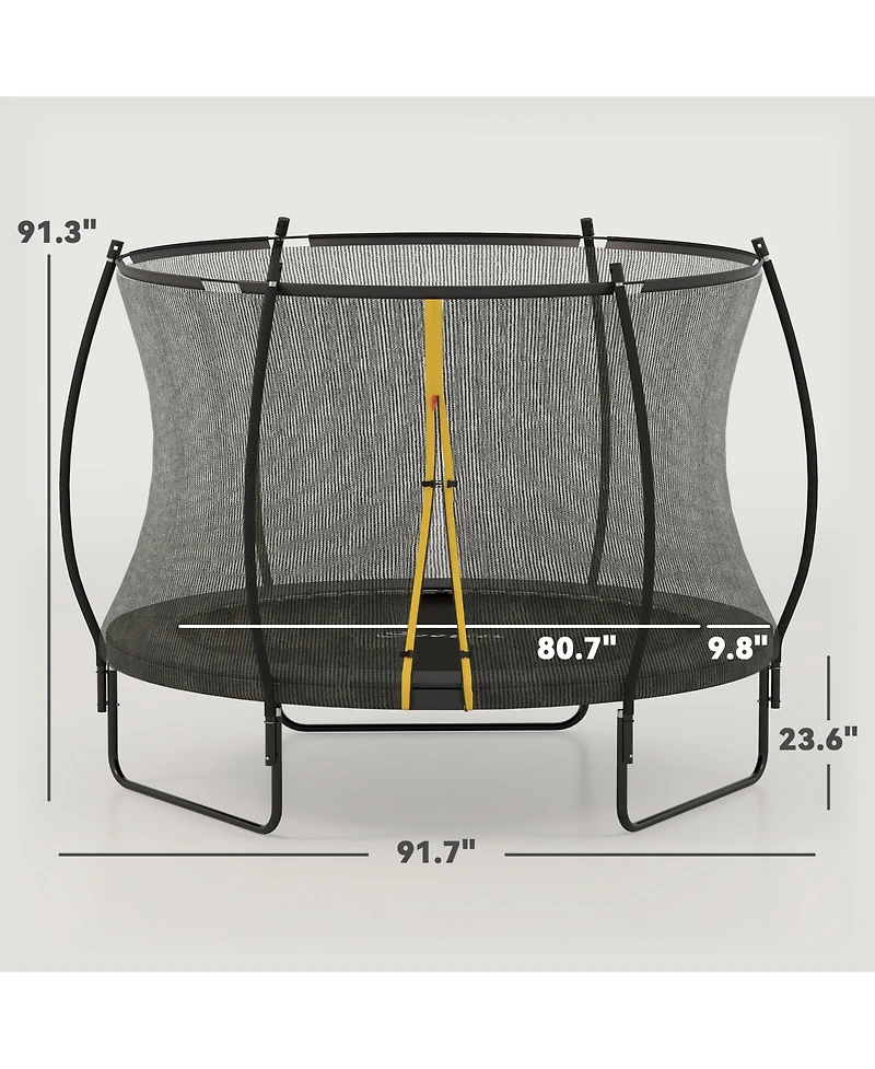 Soozier 8ft Outdoor Trampoline with Net Enclosure, Curved Poles,