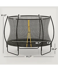 Soozier 8ft Outdoor Trampoline with Net Enclosure, Curved Poles,
