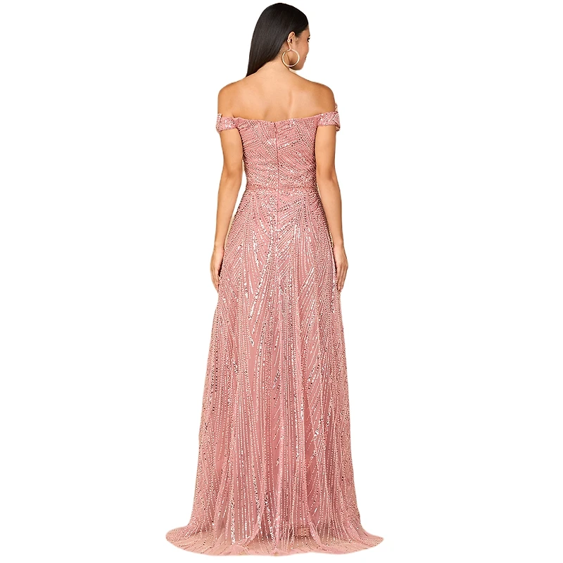 Lara Women's Off Shoulder Beaded Ballgown