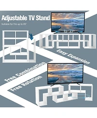 3 Pieces Adjustable Tv Stand for TVs up to 65 Inch with Shelves