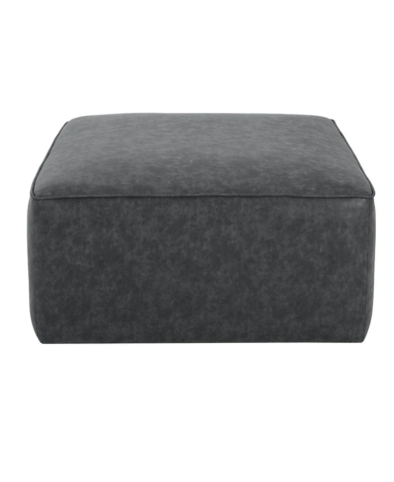 Streamdale Square Pu Leather Ottoman,Black