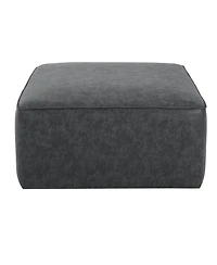 Streamdale Square Pu Leather Ottoman,Black