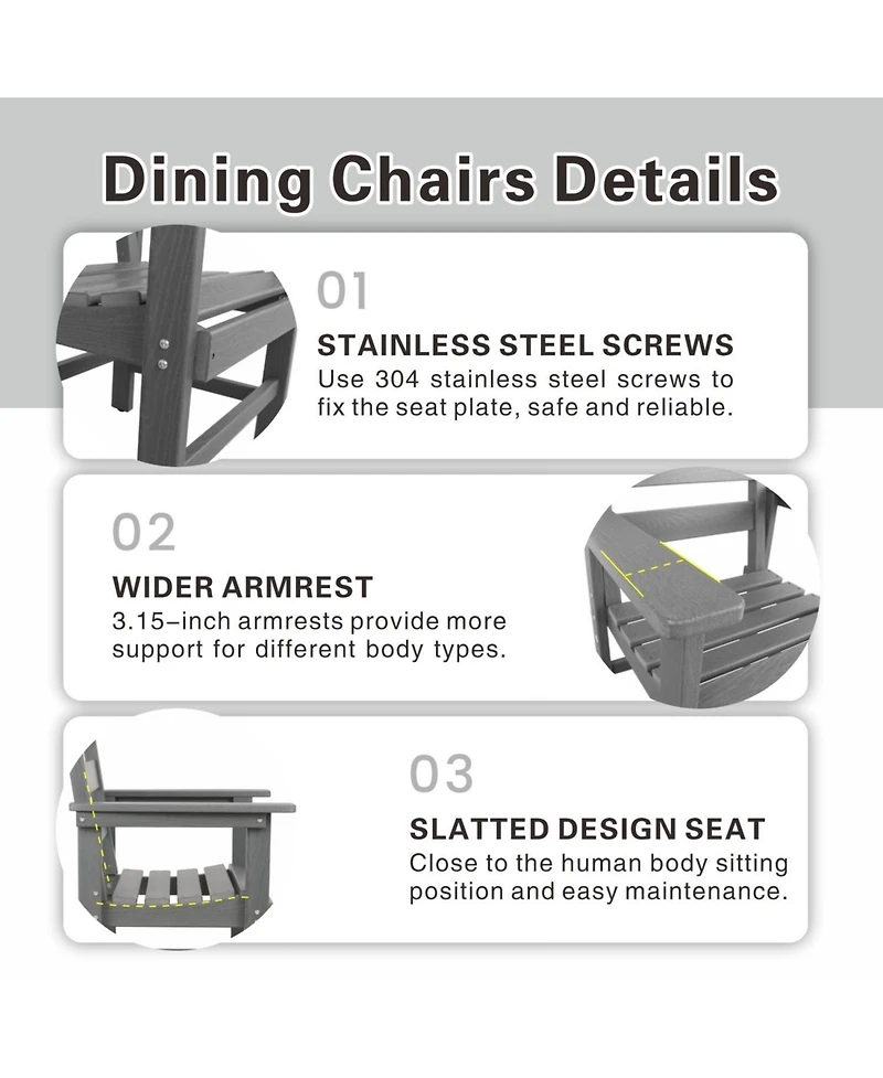 Streamdale 5-Piece Hdpe Patio Dining Set (Black), Table & 4 Chairs, 51" Table