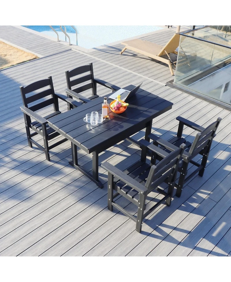 Streamdale 5-Piece Hdpe Patio Dining Set (Black), Table & 4 Chairs, 51" Table