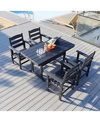 Streamdale 5-Piece Hdpe Patio Dining Set (Black), Table & 4 Chairs, 51" Table