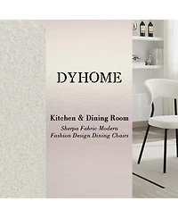 Dyhome Dining Chairs with Curved Backrest, Modern Fabric Upholstered Boucle Kitchen Dining Room Chairs Set of 2