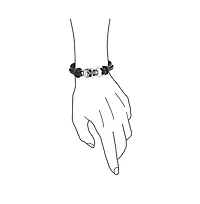 Bling Jewelry Biker Jewelry Hip Hop Goth Punk Rock Skull Heads Black Leather Studded Rivet Stainless Steel Multi Strand Skull Heads Cuff Bracelet