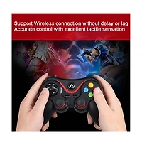 V8 2.4G Wireless Game Controller – Dual Vibration Joystick for Android, iOS, Pc, PS3, Switch, Mobile Phone (Black)