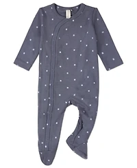 MeMoi Baby Boys "Little Squares" Side-Snap Ribbed Rich Footie