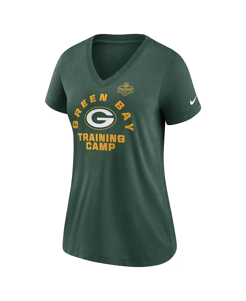 Nike Women's Green Green Bay Packers 2022 Training Camp Tri-Blend V-Neck T-Shirt