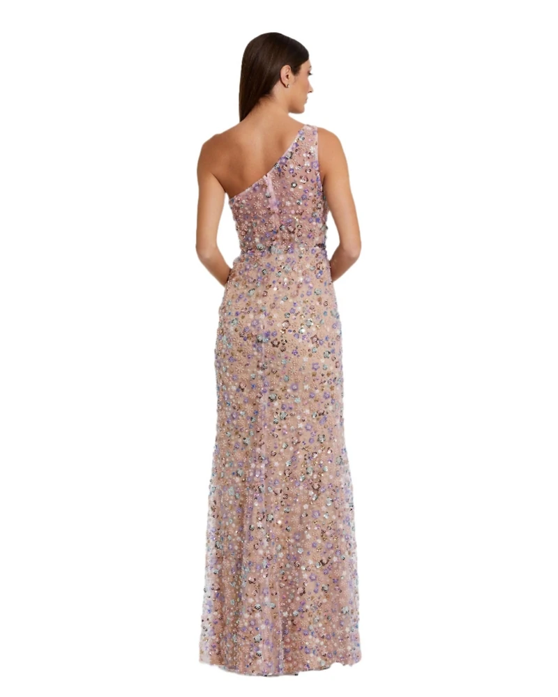Mac Duggal Women's Floral Embellished One Shoulder Gown