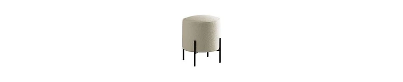 Modern Foam Ottoman with Faux Sheepskin and Matte Metal Legs