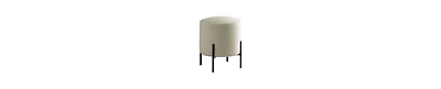 Modern Foam Ottoman with Faux Sheepskin and Matte Metal Legs