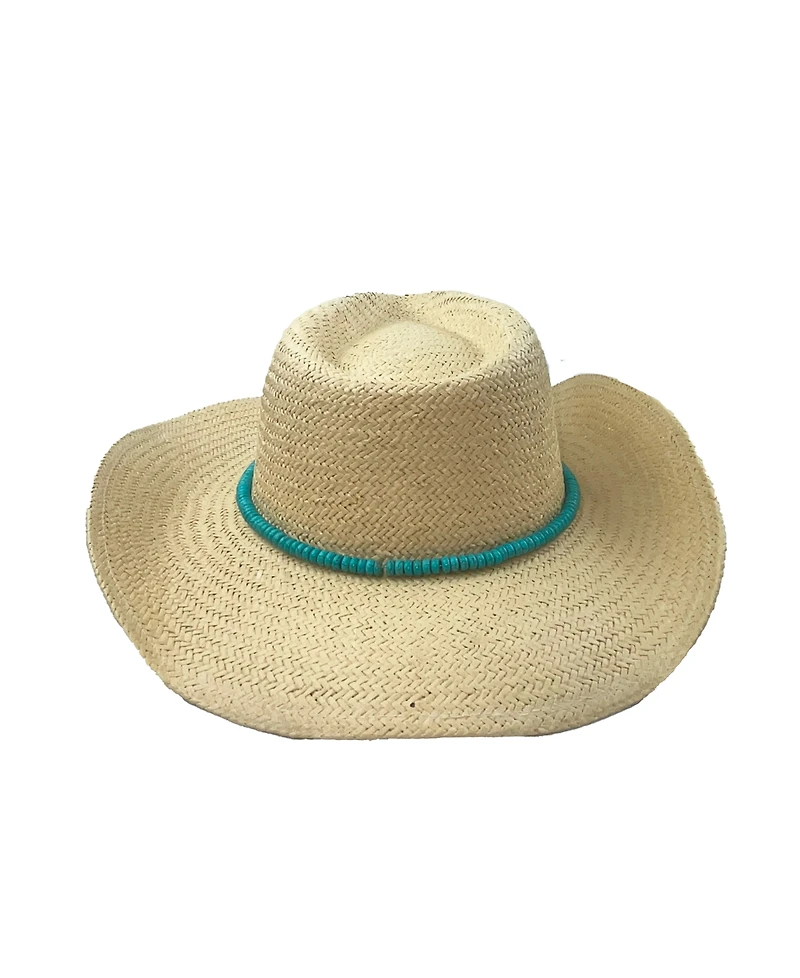 Marcus Adler Beaded Trim Straw Cowboy Hat