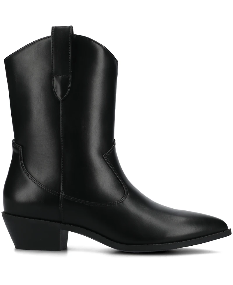 Journee Collection Women's Fritzie Western Pointed Toe Comfort Ankle Booties