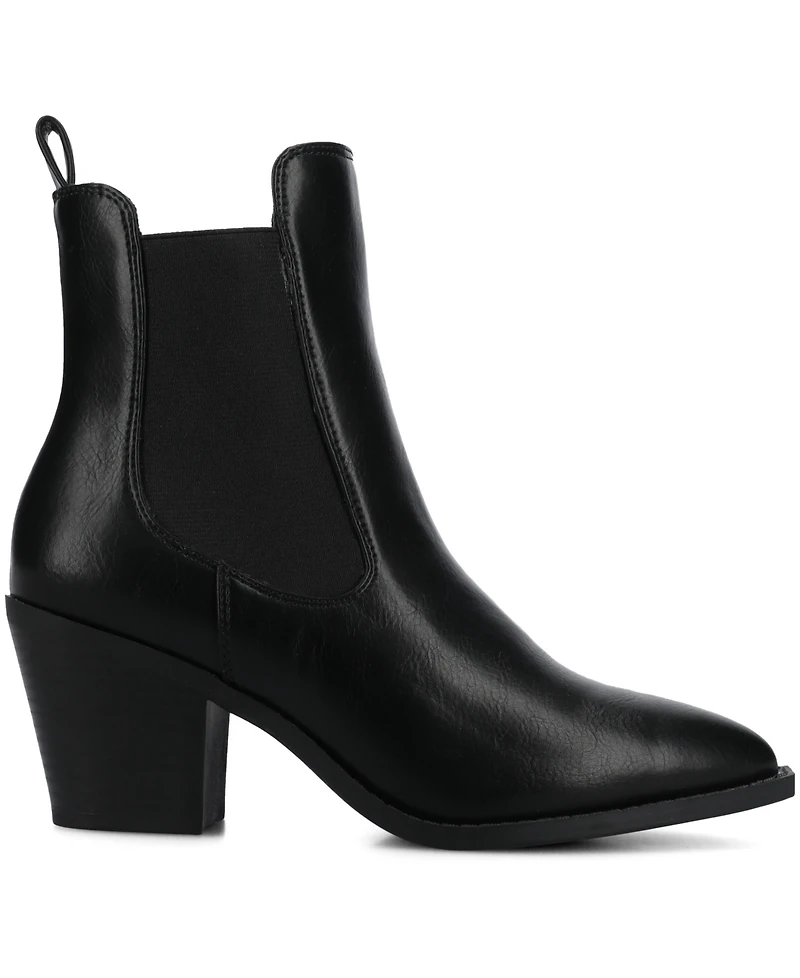 Journee Collection Women's Rosemary Western Comfort Chelsea Booties