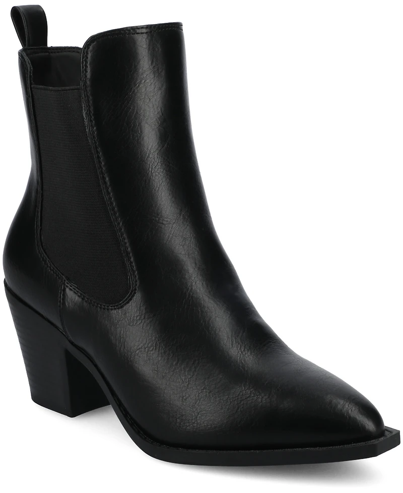 Journee Collection Women's Rosemary Western Comfort Chelsea Booties