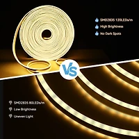 DELight 50FT Warm White Neon Rope Lights with 2" Plastic U Channel System 10PCS,Remote Control Ac 110V Waterproof Cuttable Del-D1M50W