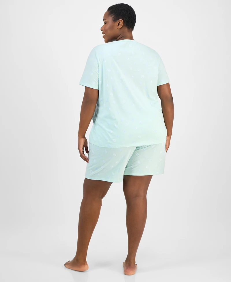 Charter Club Plus Size Cotton Floral Bermuda Pajamas Set, Created for Macy's