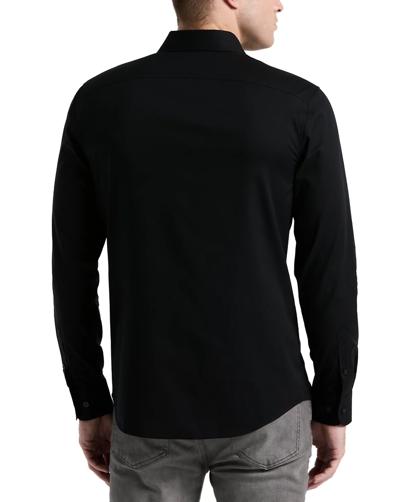Perry Ellis Men's Slim Fit Long Sleeve Button-Front Dobby Cotton Shirt