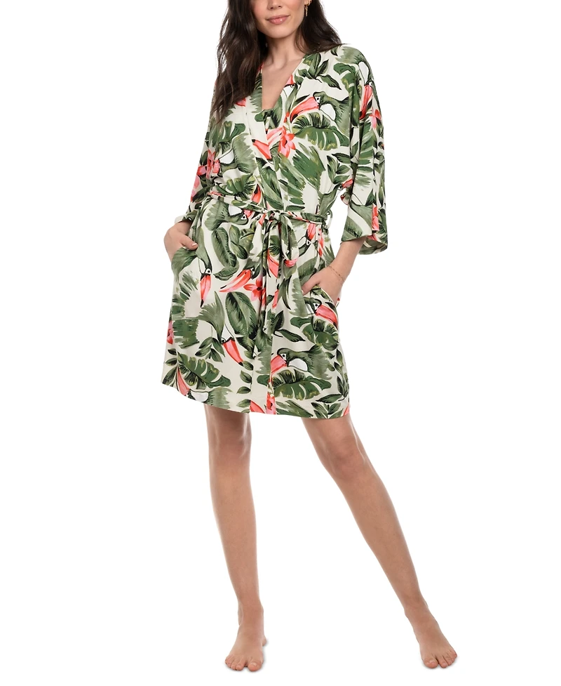 Linea Donatella Women's Toucan Printed Wrap Robe