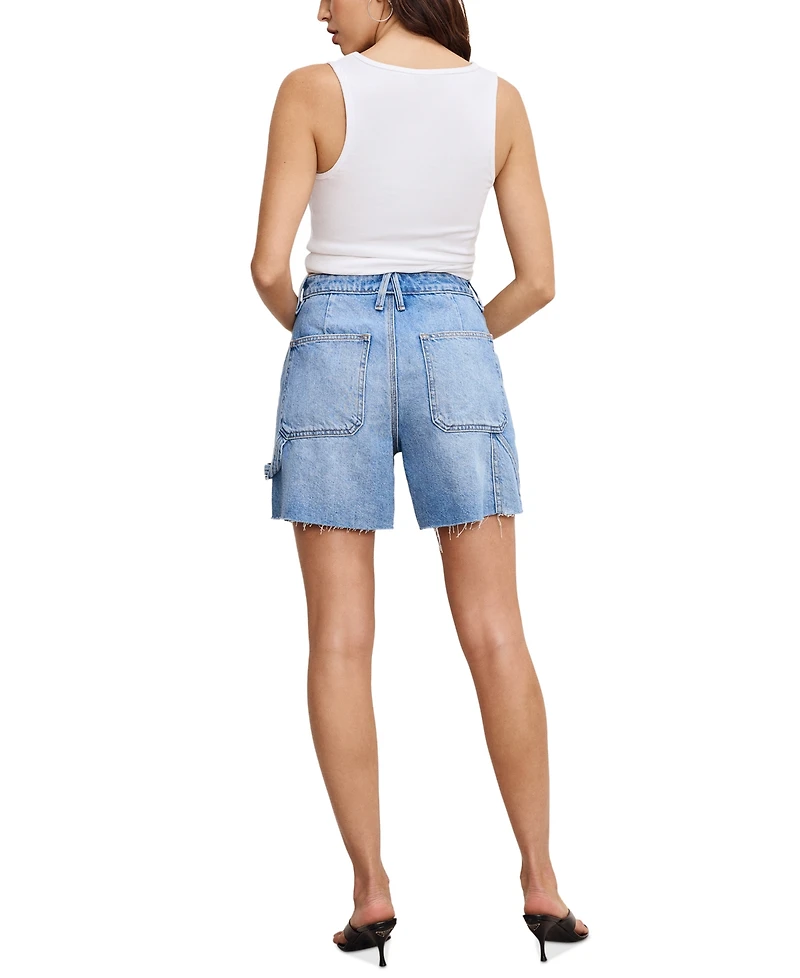 Good American Women's High-Rise 90s Raw-Edge Shorts