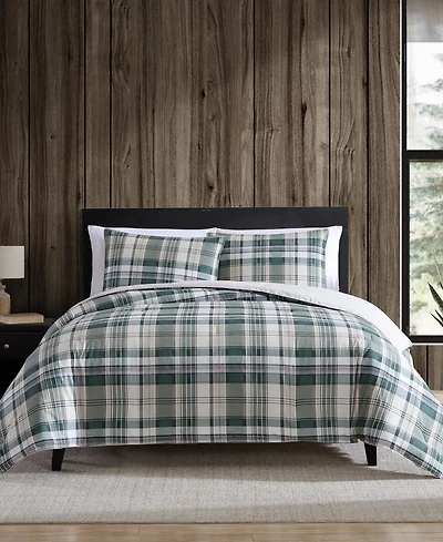 Eddie Bauer Timbers Plaid Cotton Reversible 2 Piece Comforter Set, Twin