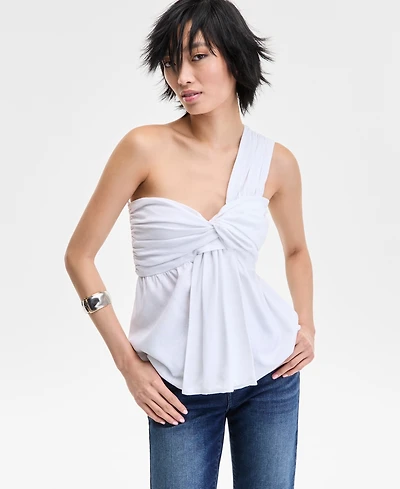 I.n.c. International Concepts Women's Asymmetric One-Shoulder Twist-Front Top, Exclusively at Macy's