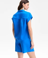 I.n.c. International Concepts Women's Collared Cap-Sleeve Surplice Top, Exclusively at Macy's