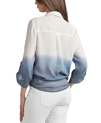 Bcx Juniors' Dip Dye Gauzy-Texture Button-Down Blouse