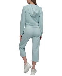 Dkny Sport Women's Cotton-Blend Stud-Logo Full Zip Hoodie