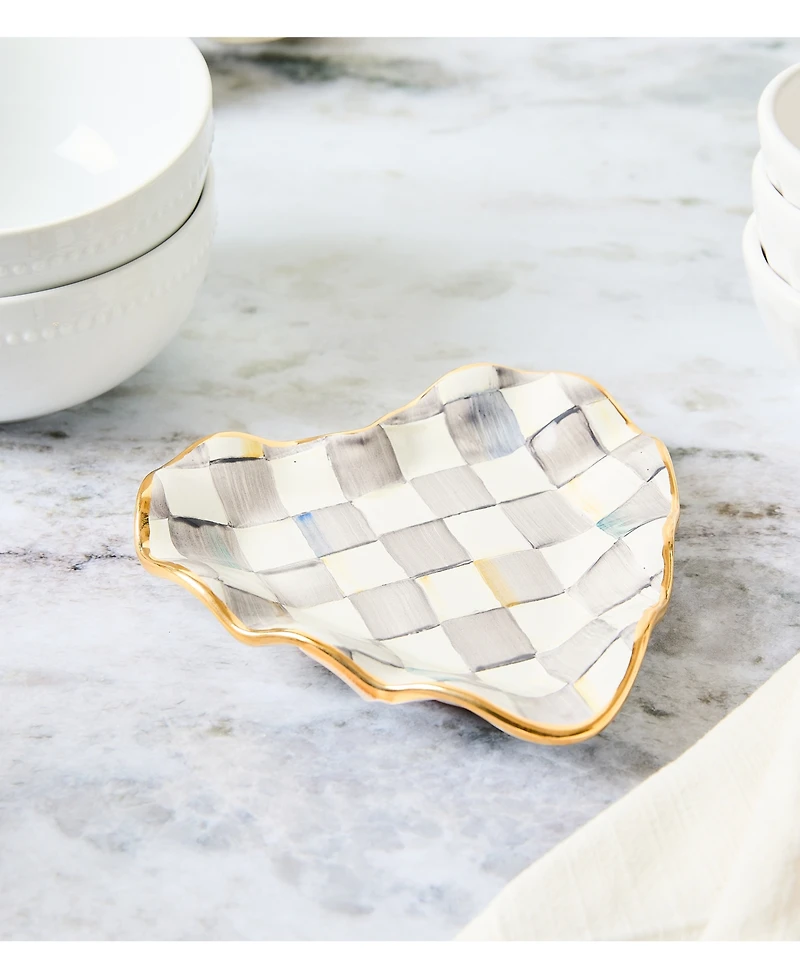 Mackenzie-Childs Sterling Check Fluted Heart Plate