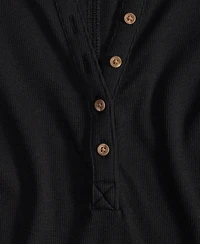On 34th Women's Roll Cuff Rib-Knit Henley T-Shirt, Exclusively at Macy's