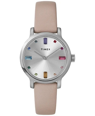 Timex Women's Analog Pink Leather Strap Watch, 31mm