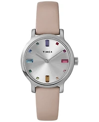 Timex Women's Analog Pink Leather Strap Watch, 31mm