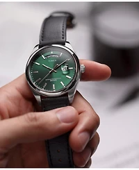 Timex Men's Analog Black Leather Strap Watch, 41mm