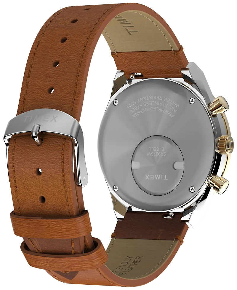 Timex Men's Analog Brown Leather Strap Watch, 40mm