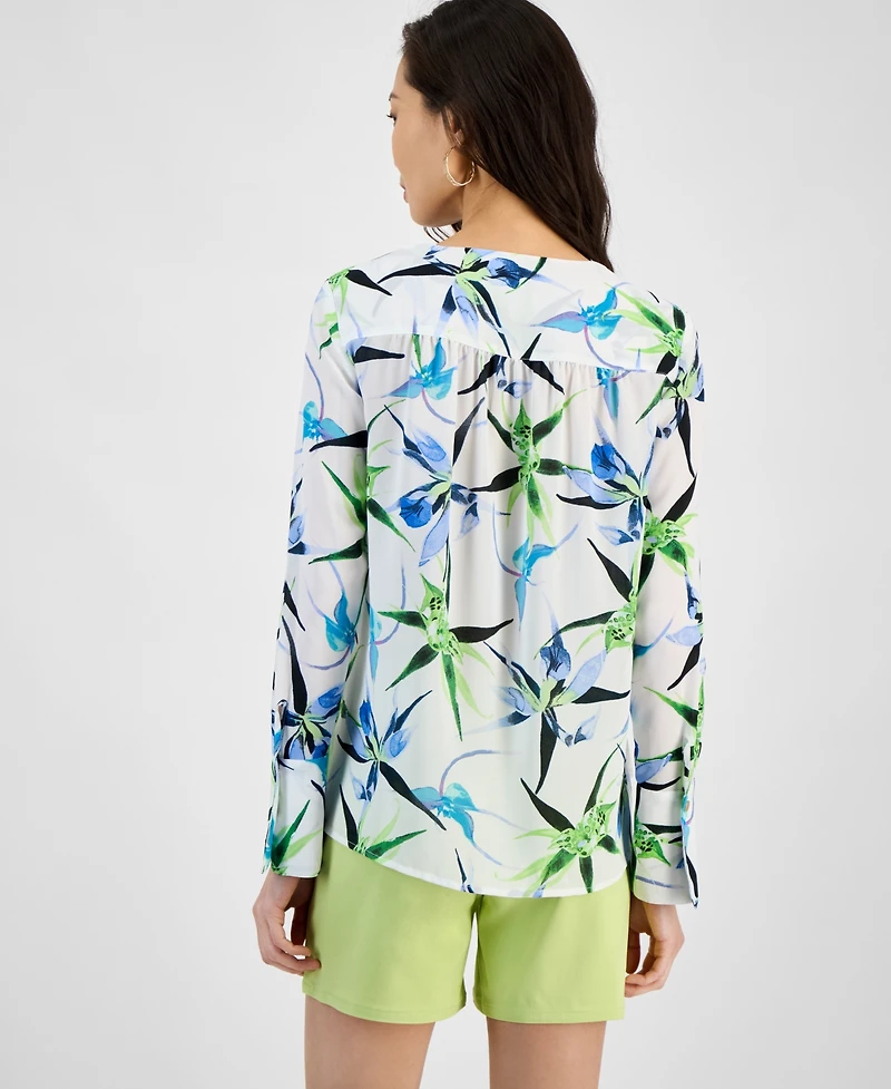I.n.c. International Concepts Women's Printed Surplice Blouse, Exclusively at Macy's